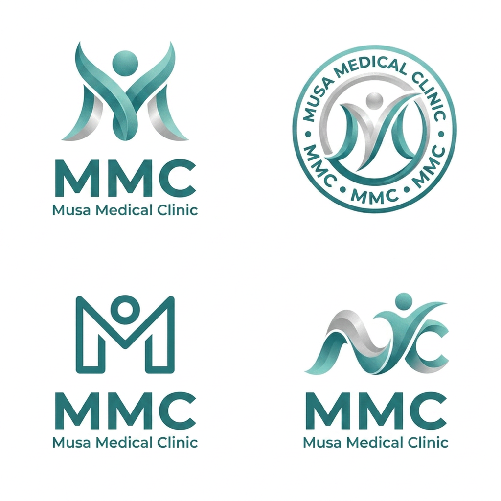 AI Design for Create this type of logo brand Name "MMC" Musa Medical Clinic