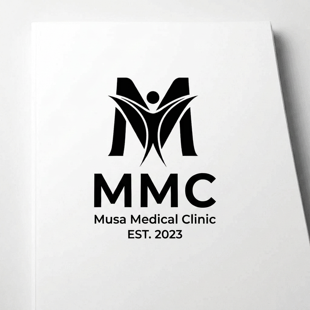 AI Design for Create this type of logo brand Name "MMC" Musa Medical Clinic