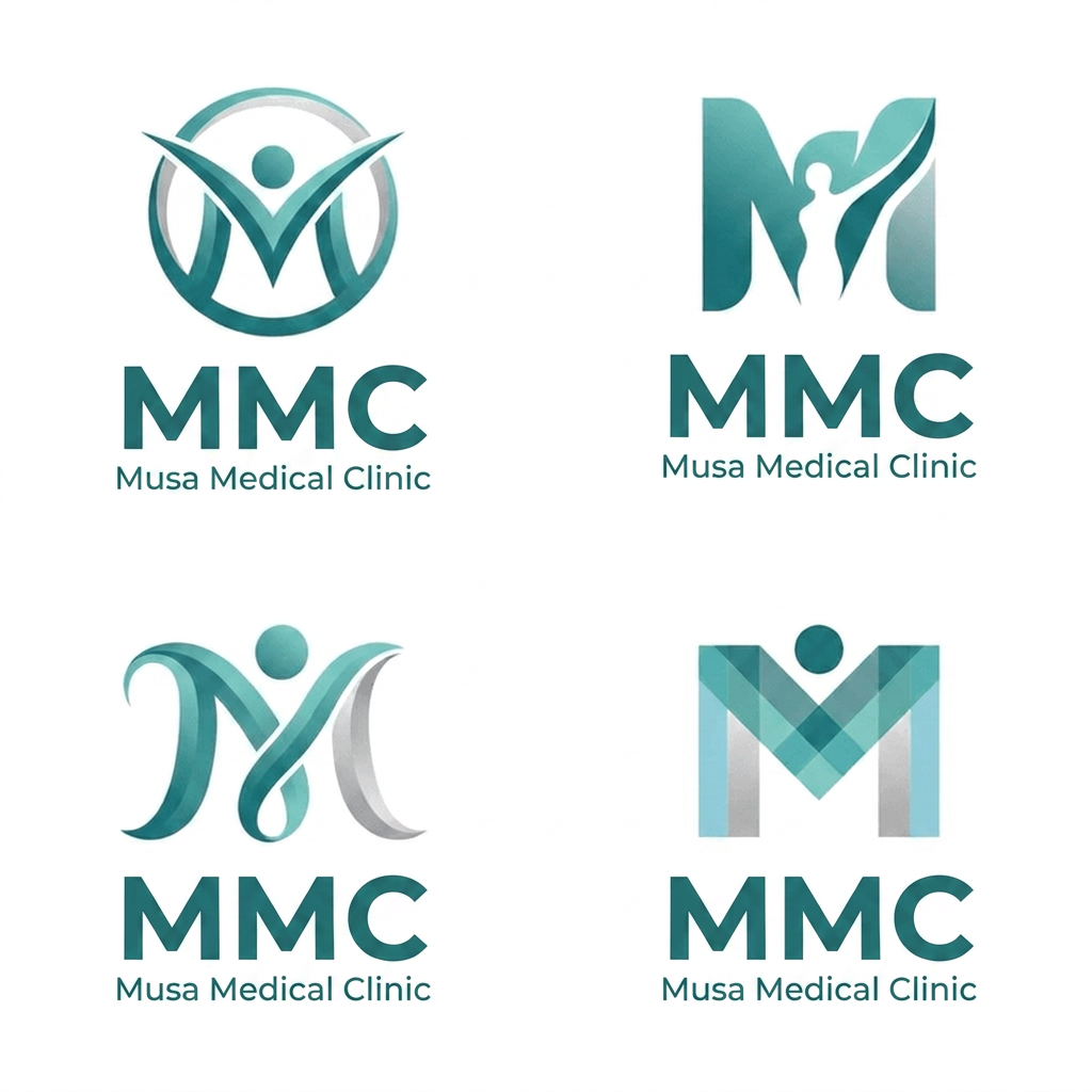 AI Design for Create this type of logo brand Name "MMC" Musa Medical Clinic