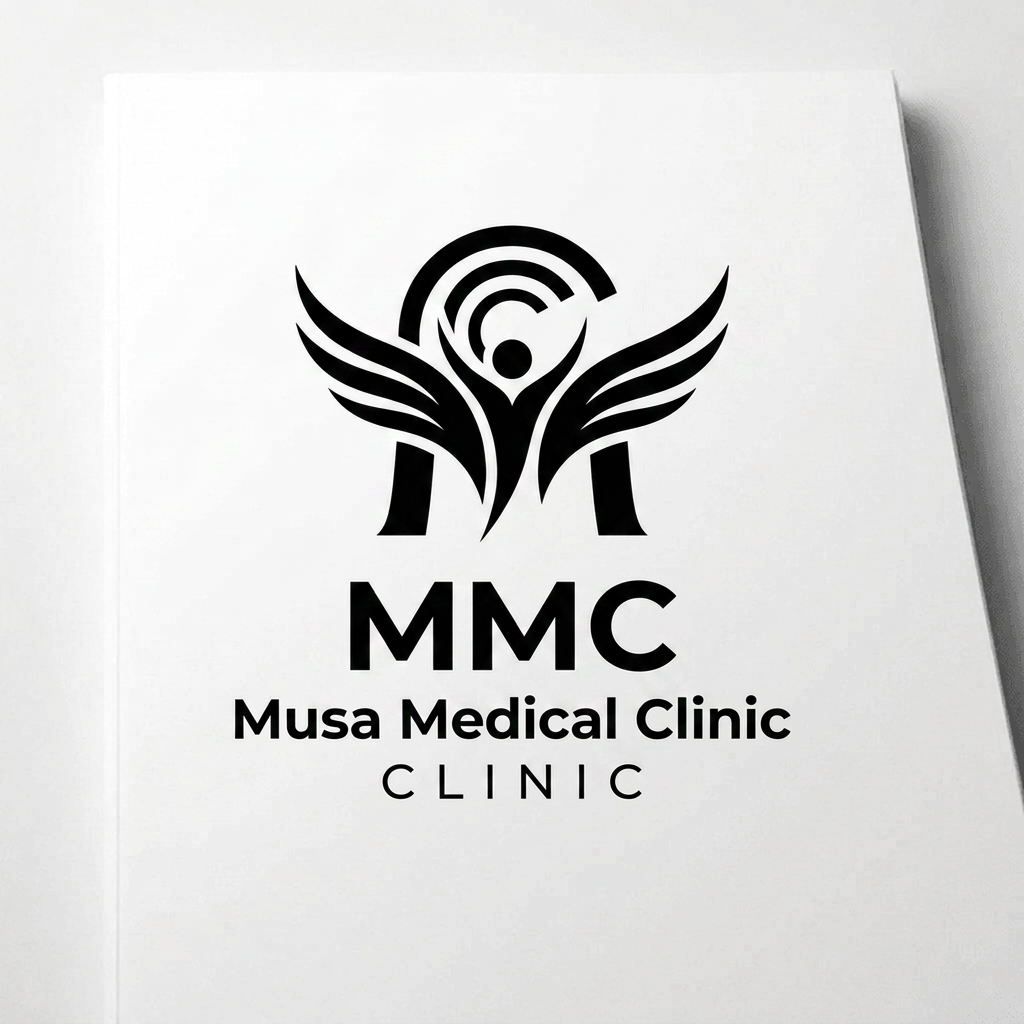 AI Design for Create this type of logo brand Name "MMC" Musa Medical Clinic