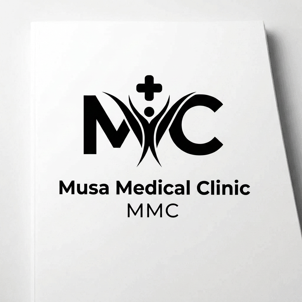AI Design for Create this type of logo brand Name "MMC" Musa Medical Clinic