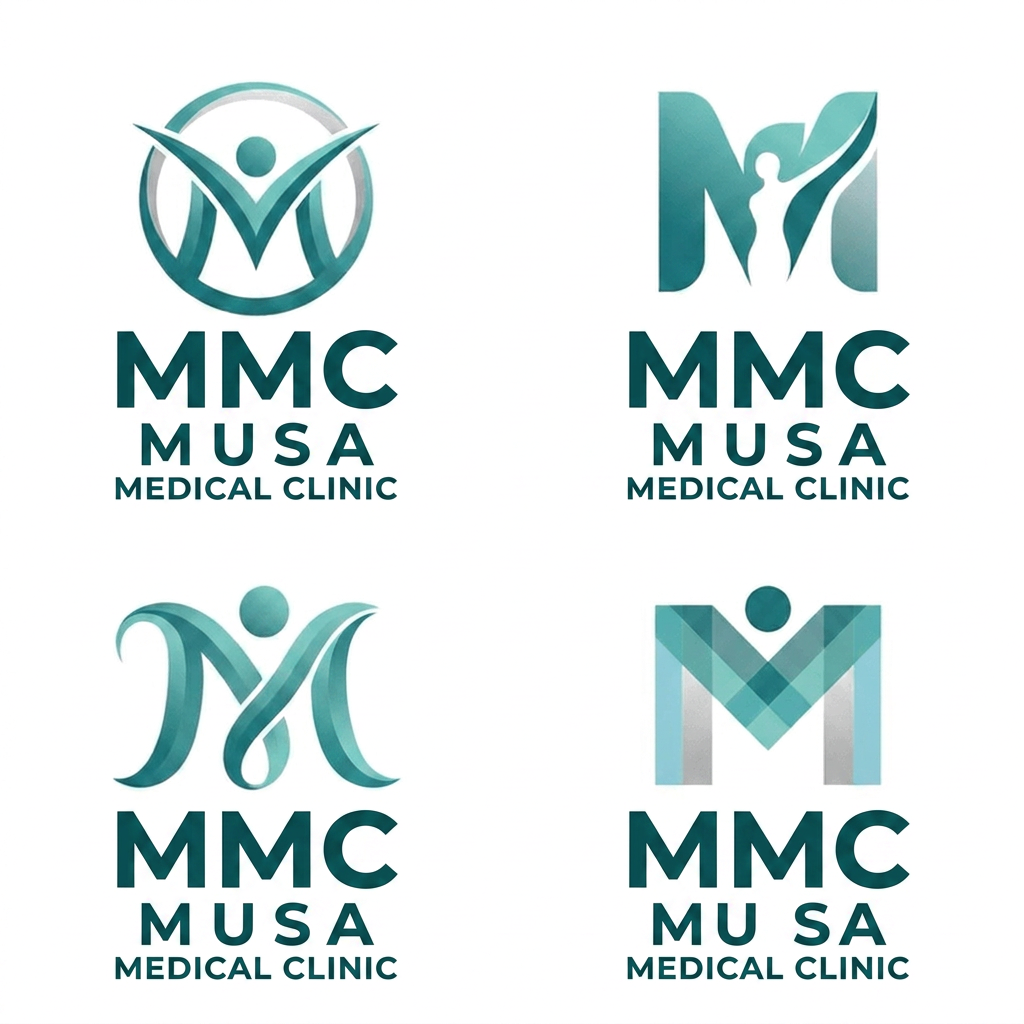 AI Design for Create this type of logo brand Name "MMC" Musa Medical Clinic
