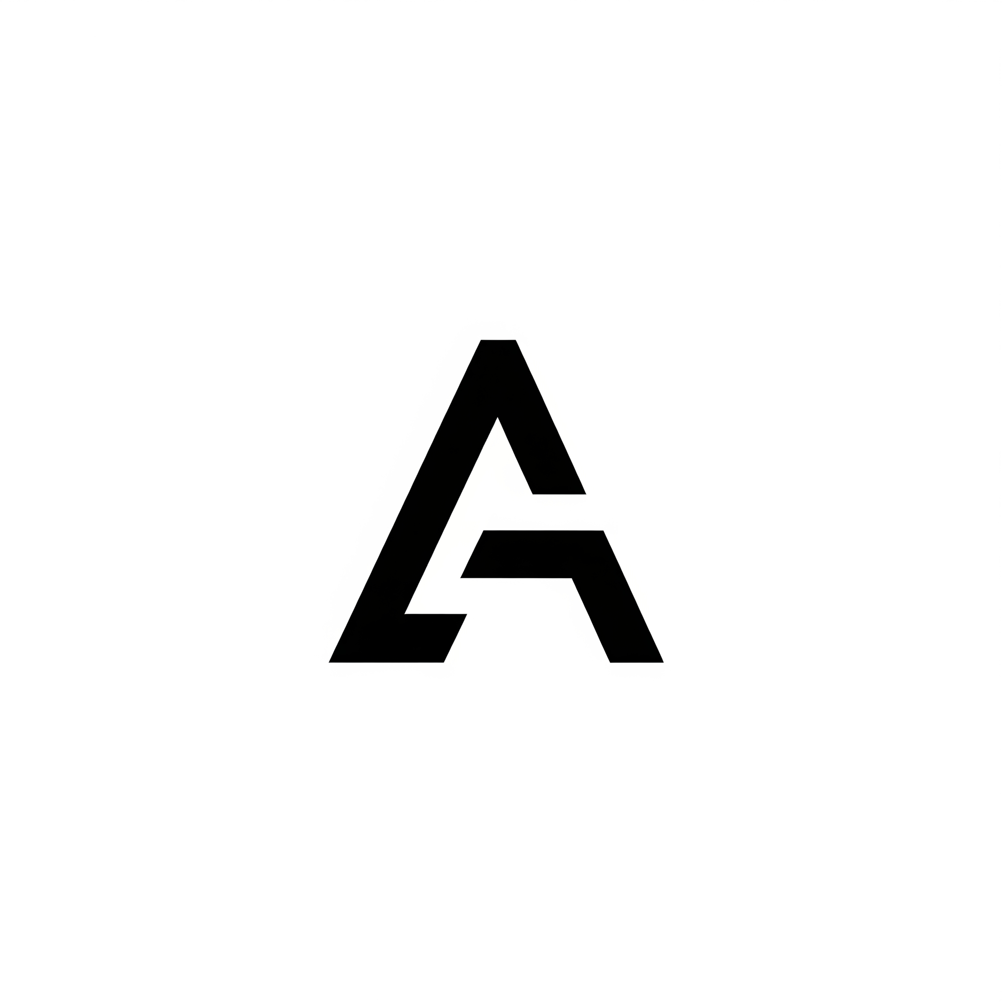 AI Design for A modern, minimalist fashion logo featuring a single stylized letter monogram. The design is bold, geometric, and clean, using a thick-stroke sans-serif typeface. Black ink on a stark white background. The composition is perfectly centered, emphasizing negative space and symmetry for a high-fashion, trend-aware aesthetic.