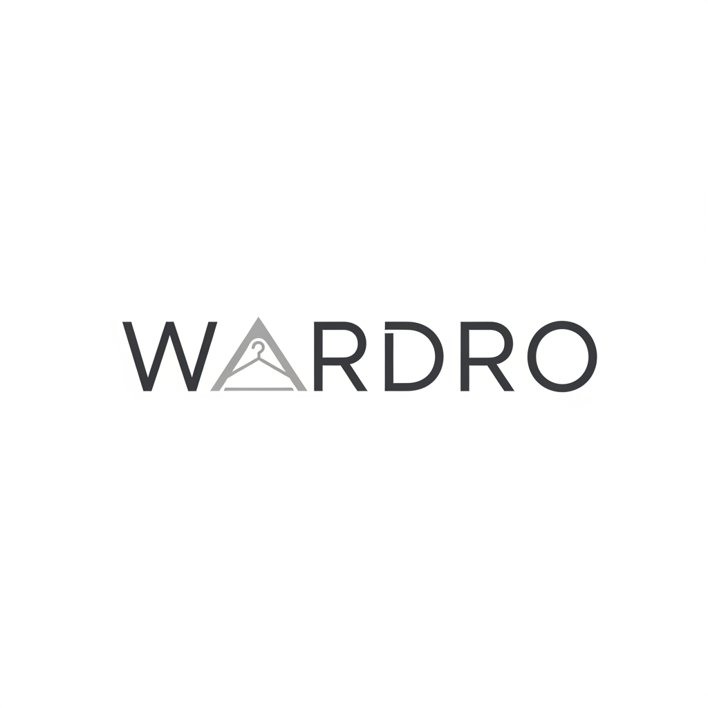 AI Design for "A minimalist, modern wordmark logo for an app called 'Wardro'. The design features a clean, sans-serif, approachable typeface. A subtle, minimalist hanger icon is integrated into the letter 'W'. The style is sleek, premium, and understated, focusing on balance and negative space. High-end, clean aesthetic, white background."