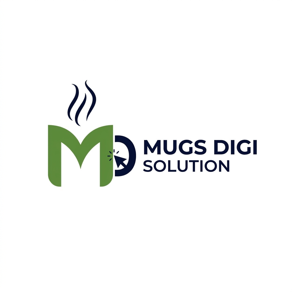 AI Design for genrate a logo for mugs digi solution take refrence from old logo and it will be same color as used make it better not goos i want in horizontal