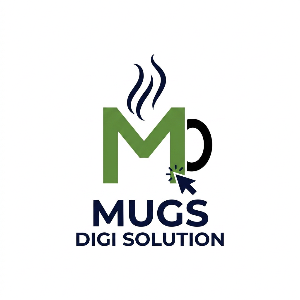 AI Design for genrate a logo for mugs digi solution take refrence from old logo and it will be same color as used