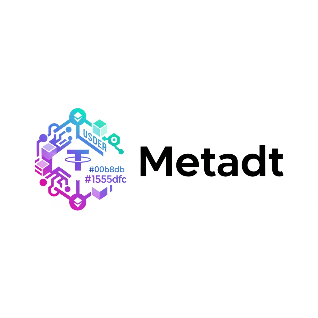AI Design for ek logo design karo
jiska name Metadt rahega
text right side rahega
icon left side rahega
icon crypto , blockchain,tether se releted rahega
icon color "#00b8db , #155dfc" se releted kar dena
logo png me rahega full hd me