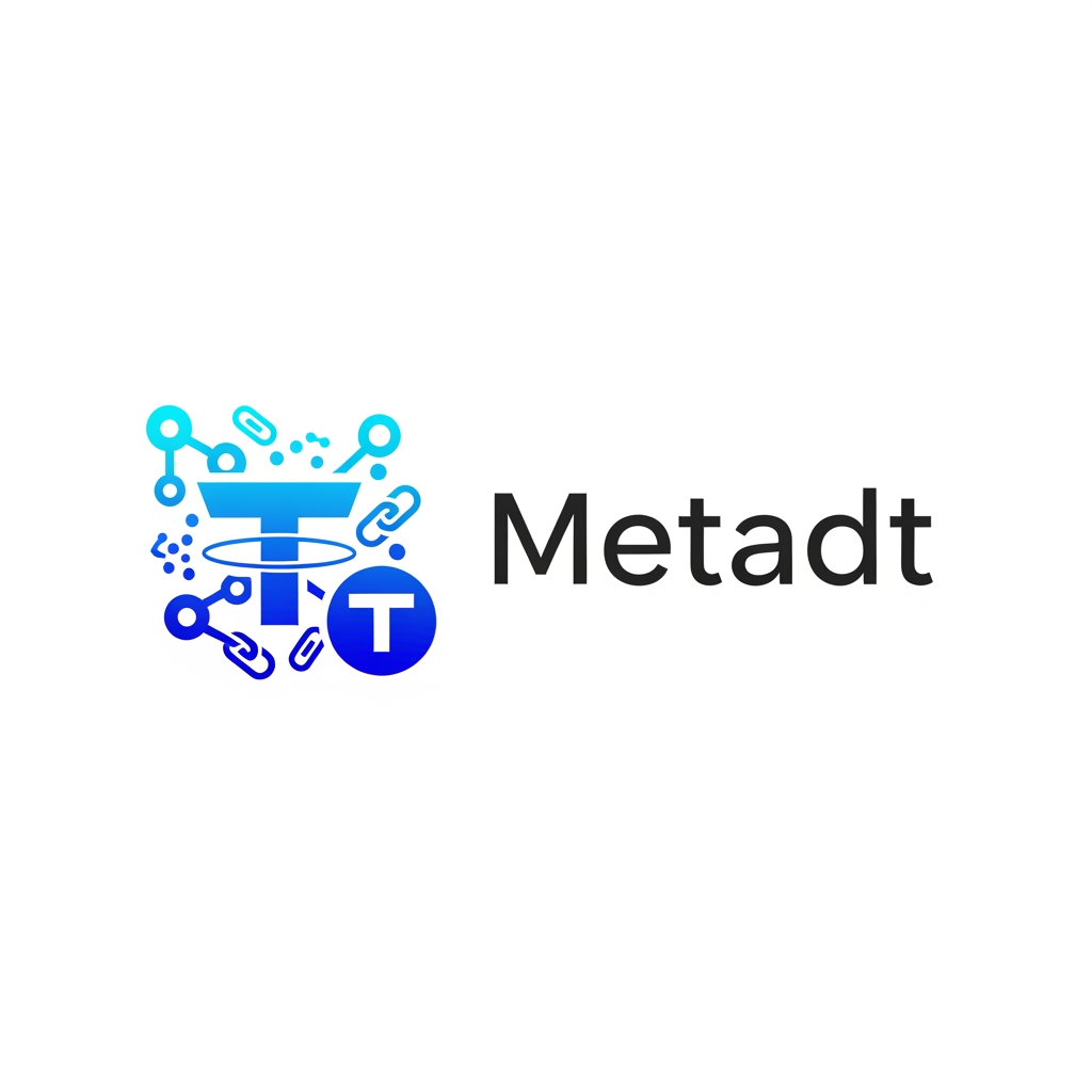 AI Design for ek logo design karo
jiska name Metadt rahega
text right side rahega
icon left side rahega
icon crypto , blockchain,tether se releted rahega
icon color "#00b8db , #155dfc" se releted kar dena
logo png me rahega full hd me