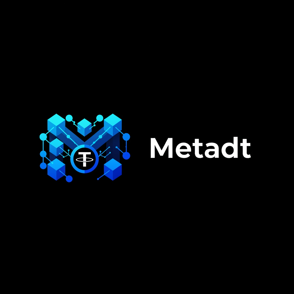 AI Design for ek logo design karo
jiska name Metadt rahega
text right side rahega
icon left side rahega
icon crypto , blockchain,tether se releted rahega
icon color "#00b8db , #155dfc" se releted kar dena
logo png me rahega full hd me