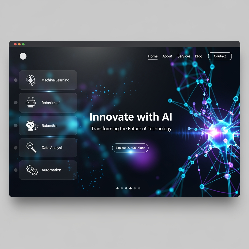 AI Design for create a landing page futuristic ai