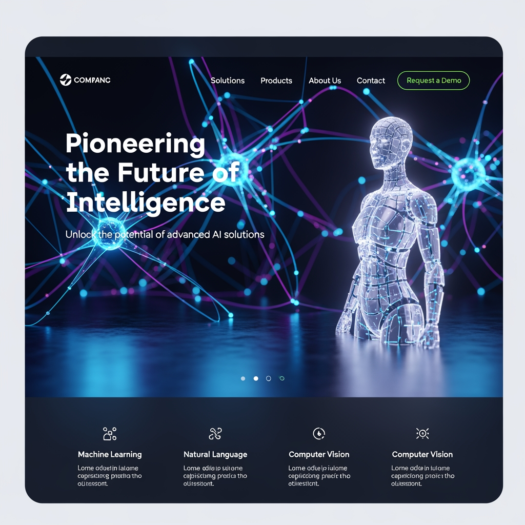 AI Design for create a landing page futuristic ai