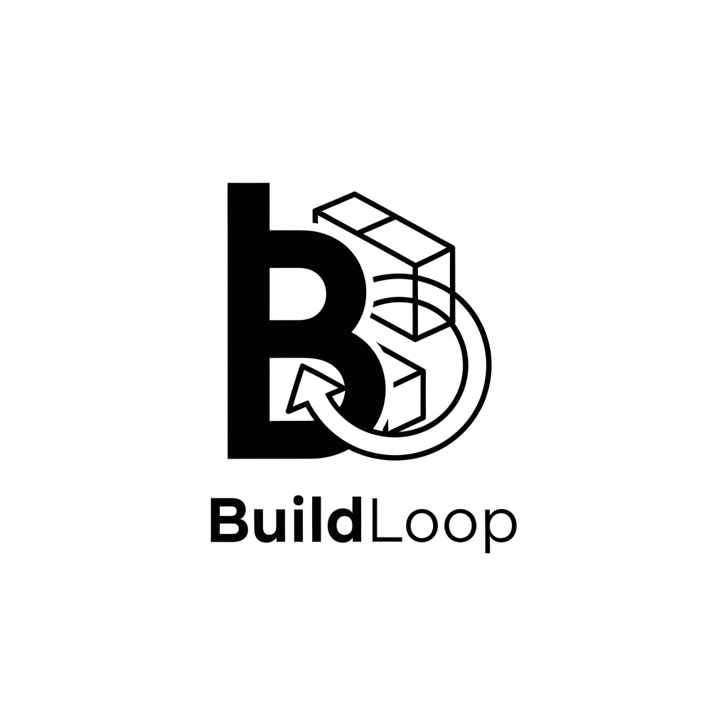 AI Design for Create a luxury minimalist logo for "BuildLoop" using clever negative space.
Combine the letter B with an abstract construction block and a circular loop into one clean geometric symbol.
The logo should subtly communicate:
• Construction
• Marketplace
• Material Exchange
• Sustainability
• Circular Economy
• Trust
Use balanced proportions, clean lines, and Swiss grid alignment.
Premium tech startup branding.
Flat vector.
Simple.
Timeless.
No shadows.
No realistic objects.
No construction tools.