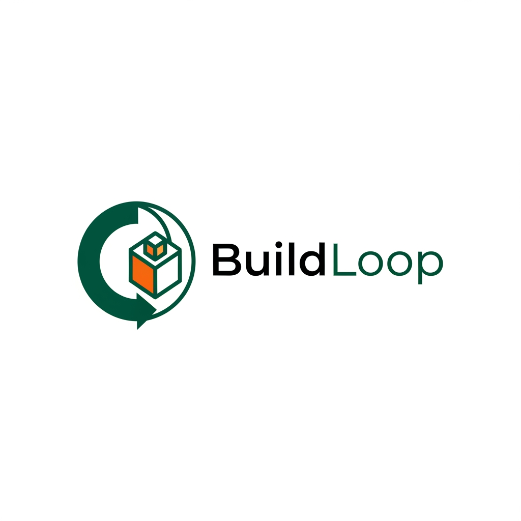 AI Design for Design a premium minimalist startup logo for a modern construction technology company called "BuildLoop".
The logo should combine a geometric building block or cube with a continuous circular loop to symbolize construction, material reuse, sustainability, and a circular economy.
The symbol should feel intelligent, memorable, scalable, and iconic—simple enough to become a recognizable app icon.
Avoid traditional construction elements such as hard hats, hammers, cranes, houses, or tools.
Instead, create an abstract geometric mark inspired by modular architecture, structural grids, interconnected blocks, and continuous loops.
Style:
• Premium SaaS branding
• Swiss minimalism
• Monoline geometric construction
• Flat vector
• Clean negative space
• Modern startup identity
Color Palette:
Deep Emerald Green (#0E7A4D)
Construction Orange (#F59E0B) as a subtle accent
White background
Typography:
Modern geometric sans-serif similar to Inter, Manrope, General Sans, or Plus Jakarta Sans.
The logo should look suitable for:
• Mobile App Icon
• Website
• Business Cards
• Construction Software
• Tech Startup
• Favicon
The final result should feel as premium as Stripe, Linear, Airbnb, Notion, and Arc Browser branding.
No mockups.
No 3D.
No gradients.
Flat vector logo only.