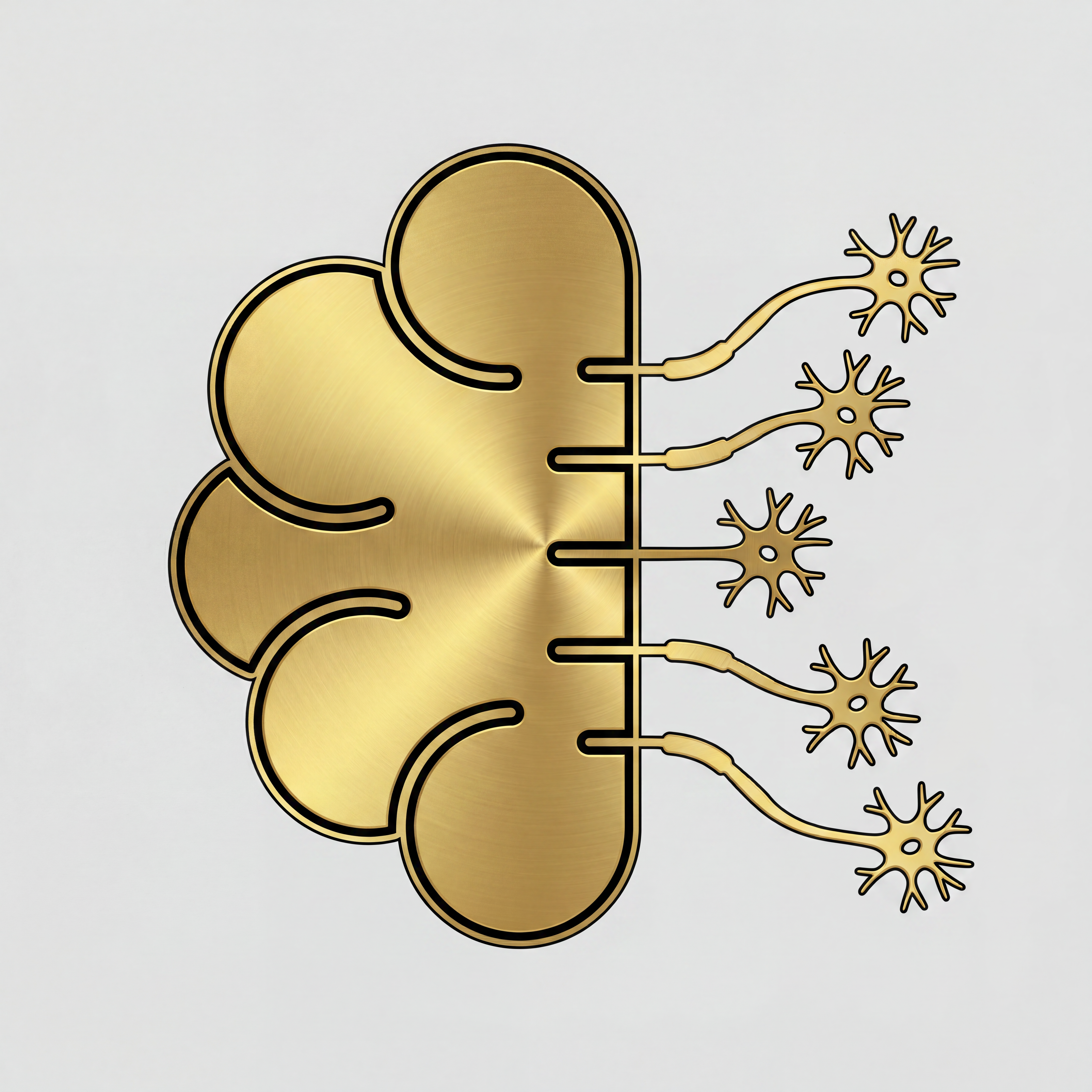 AI Design for refine this oic high res but there must be a thin black lline in between the gollden logo kind of like a gold strip black strip gold strip kinda thingamajig
its a brain with neurons protruding outside so be as accurate as you can