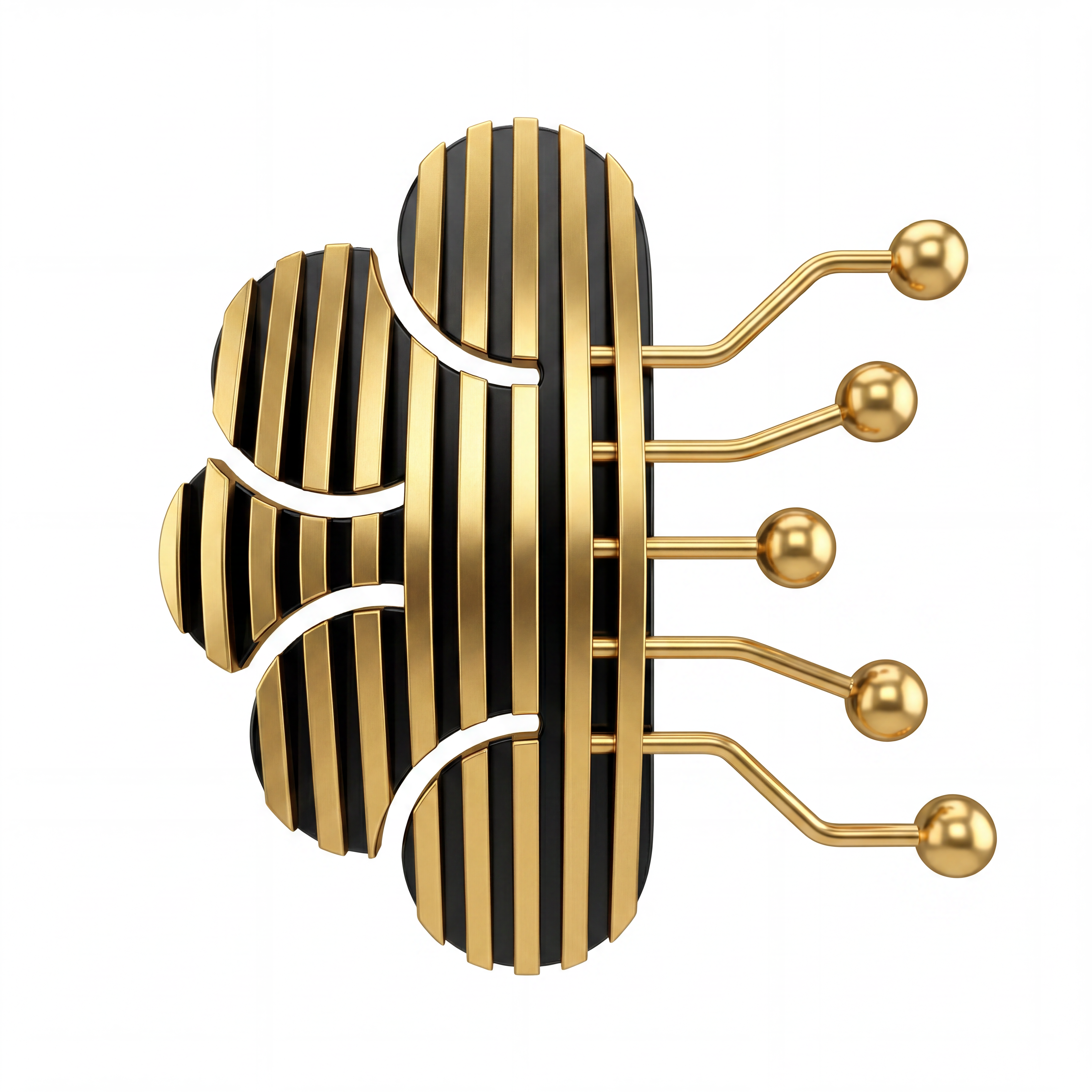 AI Design for refine this oic high res but there must be a thin black lline in between the gollden logo kind of like a gold strip black strip gold strip kinda thingamajig
its a brain with neurons protruding outside so be as accurate as you can