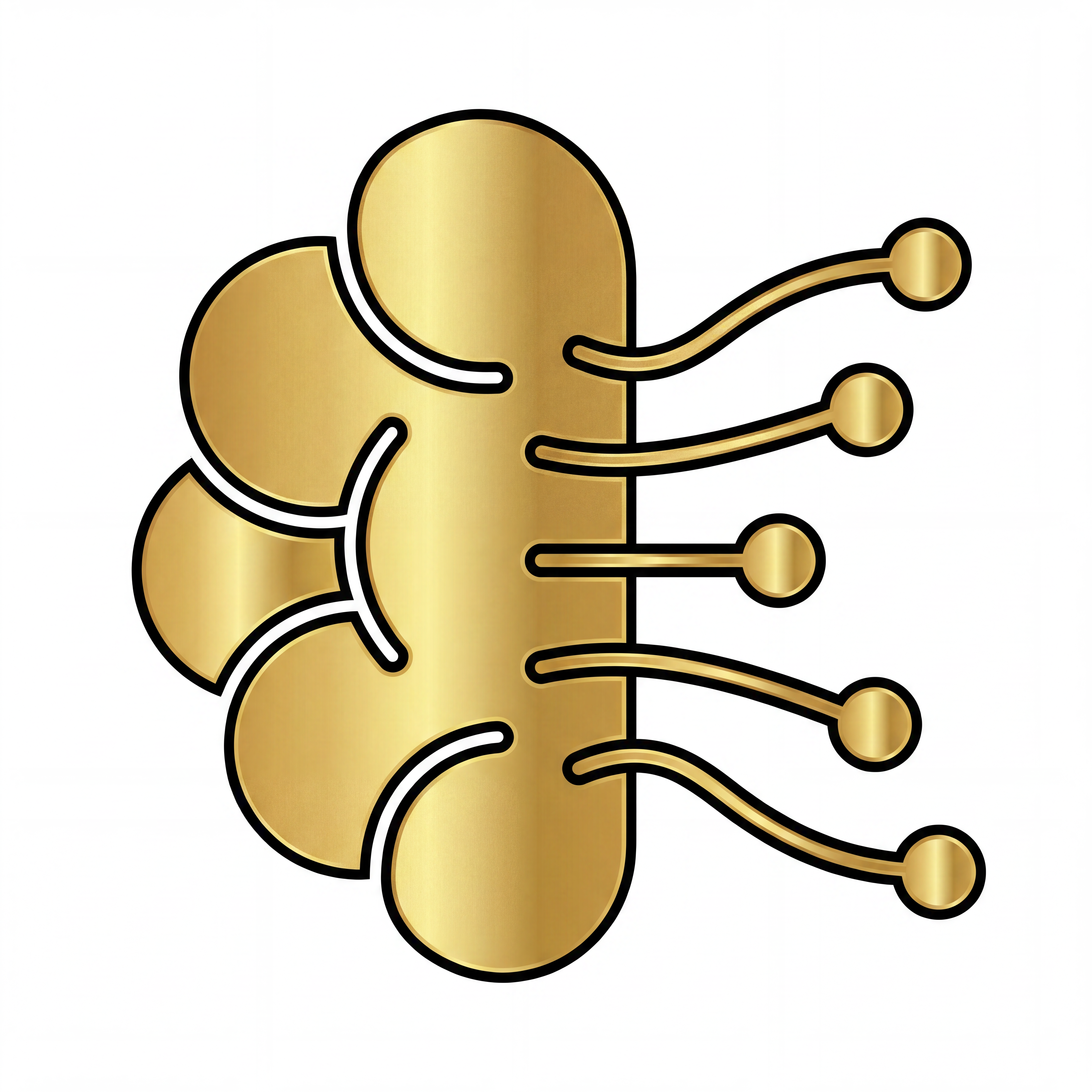 AI Design for refine this oic high res but there must be a thin black lline in between the gollden logo kind of like a gold strip black strip gold strip kinda thingamajig
its a brain with neurons protruding outside so be as accurate as you can
