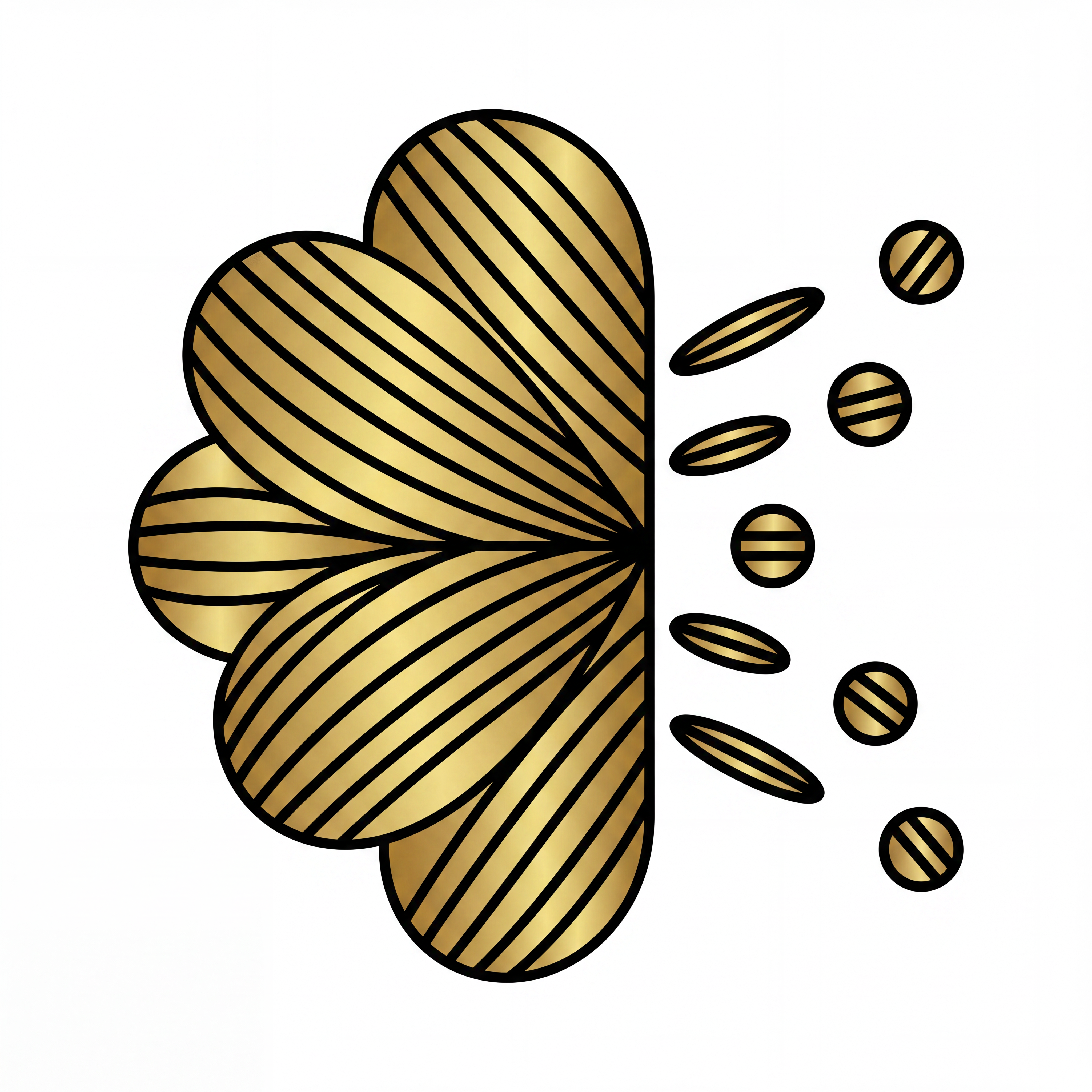 AI Design for refine this oic high res but there must be a thin black lline in between the gollden logo kind of like a gold strip black strip gold strip kinda thingamajig
\