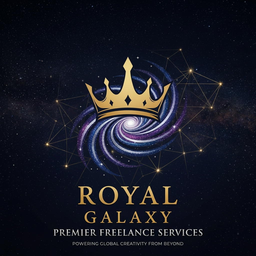 AI Design for My Company name Royal Galaxy made logo of this and its is a frillancing company