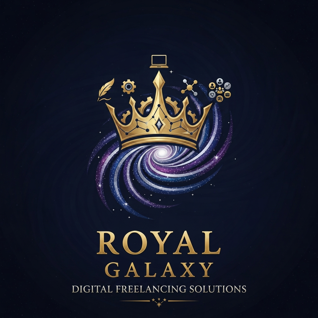AI Design for My Company name Royal Galaxy made logo of this and its is a frillancing company