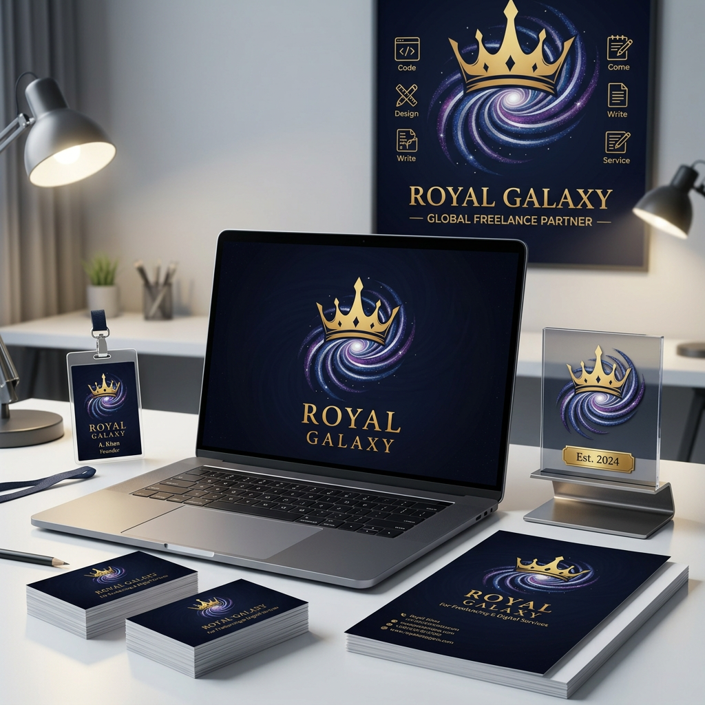 AI Design for My Company name Royal Galaxy made logo of this and its is a frillancing company