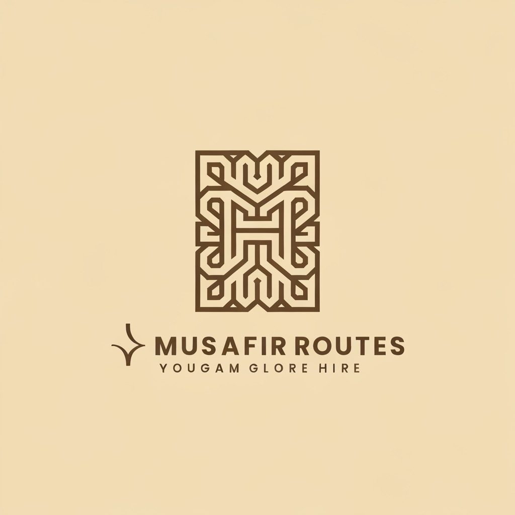 AI Design for Conceptual geometric designs that represent a brand -Musafir routes,Perfect for businesses aiming to convey a feeling or metaphor rather than a literal object. a travel agency taking random people on trips and make them find their purpose and enoy and intract and socalize make a logo