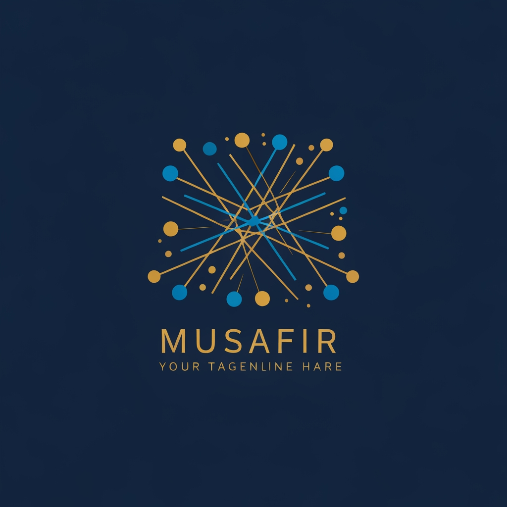 AI Design for Conceptual geometric designs that represent a brand -Musafir routes,Perfect for businesses aiming to convey a feeling or metaphor rather than a literal object. a travel agency taking random people on trips and make them find their purpose and enoy and intract and socalize make a logo