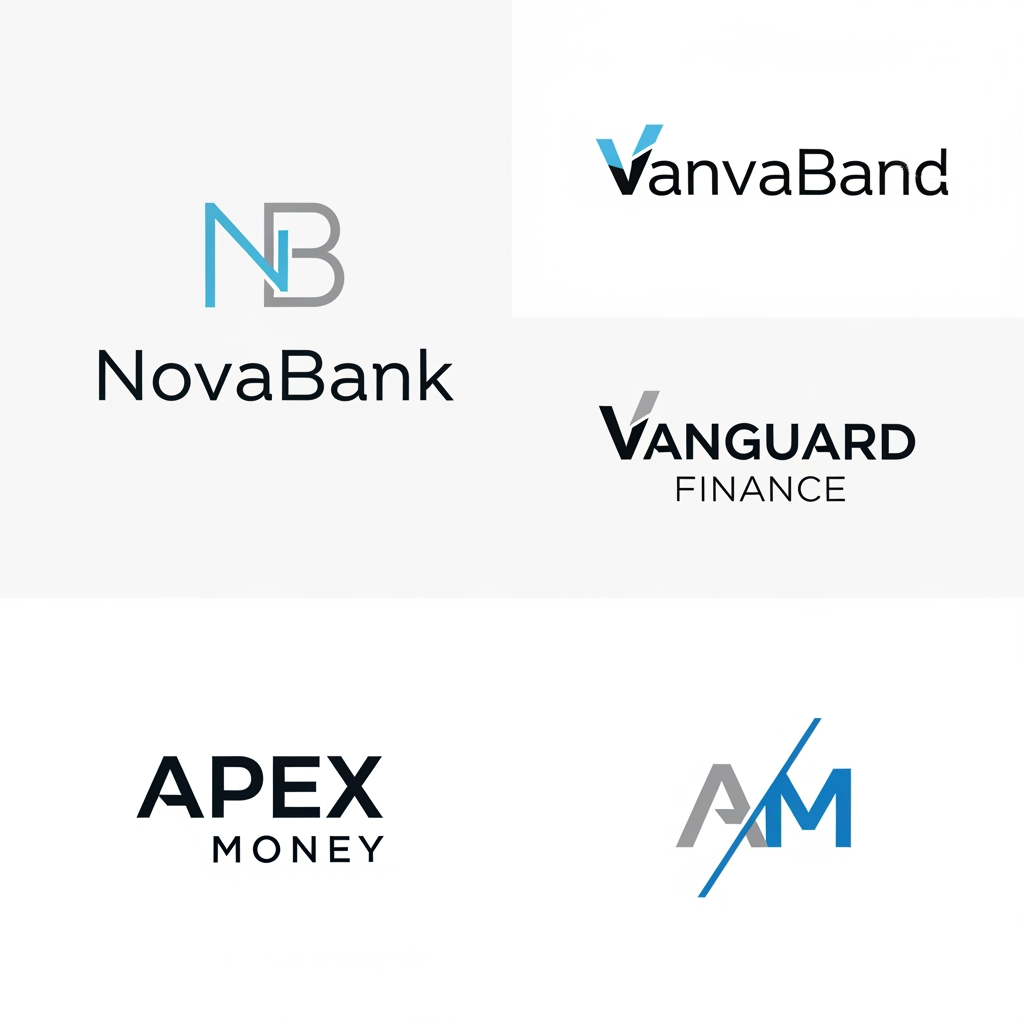 AI Design for Crea versiones de logotipo para un banco estilo Revolut o N26, que sea moderno pero minimalista, mas tipografíco con juego de letras.