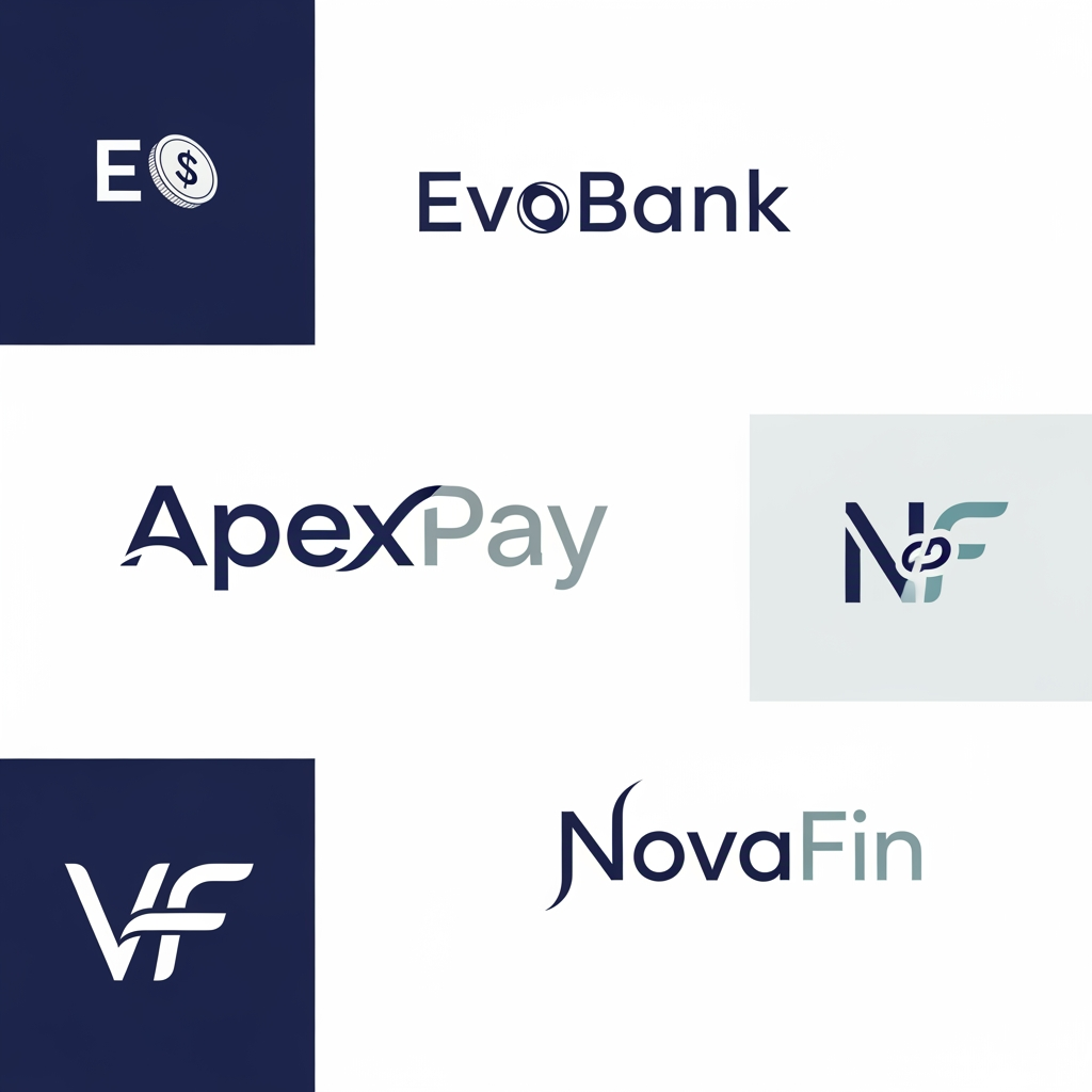 AI Design for Crea versiones de logotipo para un banco estilo Revolut o N26, que sea moderno pero minimalista, mas tipografíco con juego de letras.