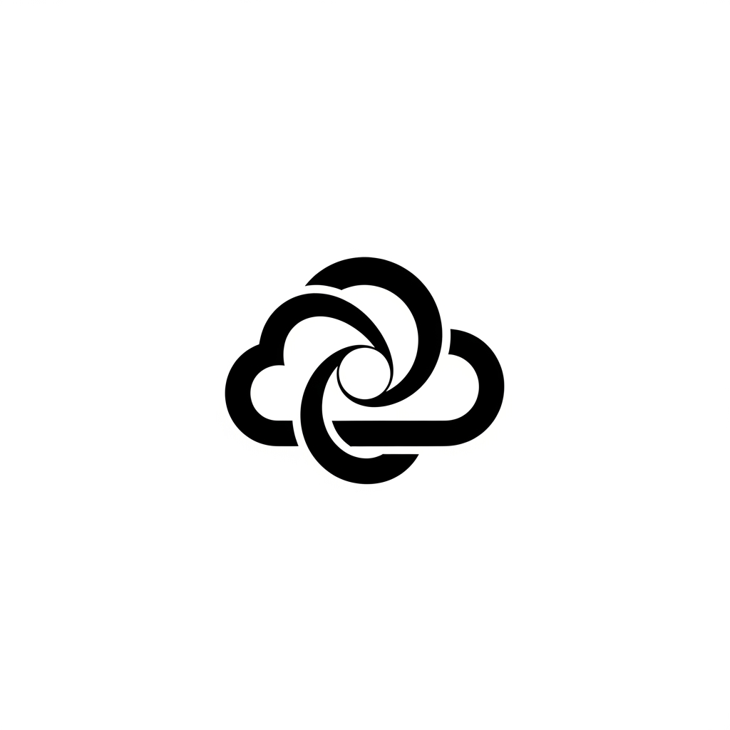AI Design for Design an original abstract symbol representing the future of computing, cloud technology, intelligence, connectivity, and digital freedom.
Do not use any letters or recognizable icons.
Construct a flowing geometric mark made from continuous precision curves, balanced circular geometry, smooth transitions, and elegant negative space.
The logo should visually express:
Innovation
Fluidity
Security
Performance
Connectivity
Modern computing
The overall appearance should feel clean, premium, timeless, and highly recognizable.
Style references:
Modern industrial design
Luxury technology
Minimal geometric branding
Professional vector identity
Flat black logo on white background.
Ultra-clean vector lines with mathematically perfect proportions.
Centered composition.
No mockups.
No gradients.
No textures.
No lighting effects.
No background elements.
SVG-quality vector logo.