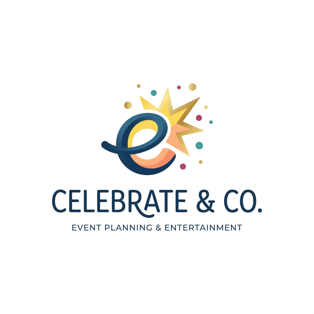 AI Design for A professional and vibrant logo design for an event planning and entertainment company that specializes in celebrations, birthdays, and corporate events. The design should feel joyful, energetic, and versatile, incorporating elements of festivity like subtle confetti, stars, or a clean, modern playful typography. Use a cheerful and premium color palette that reflects high-quality entertainment. Ensure the design is minimalist enough for a website header while capturing the spirit of fun and celebration. Please use {{logo_reference}} as the core inspiration for the brand's visual identity and style.