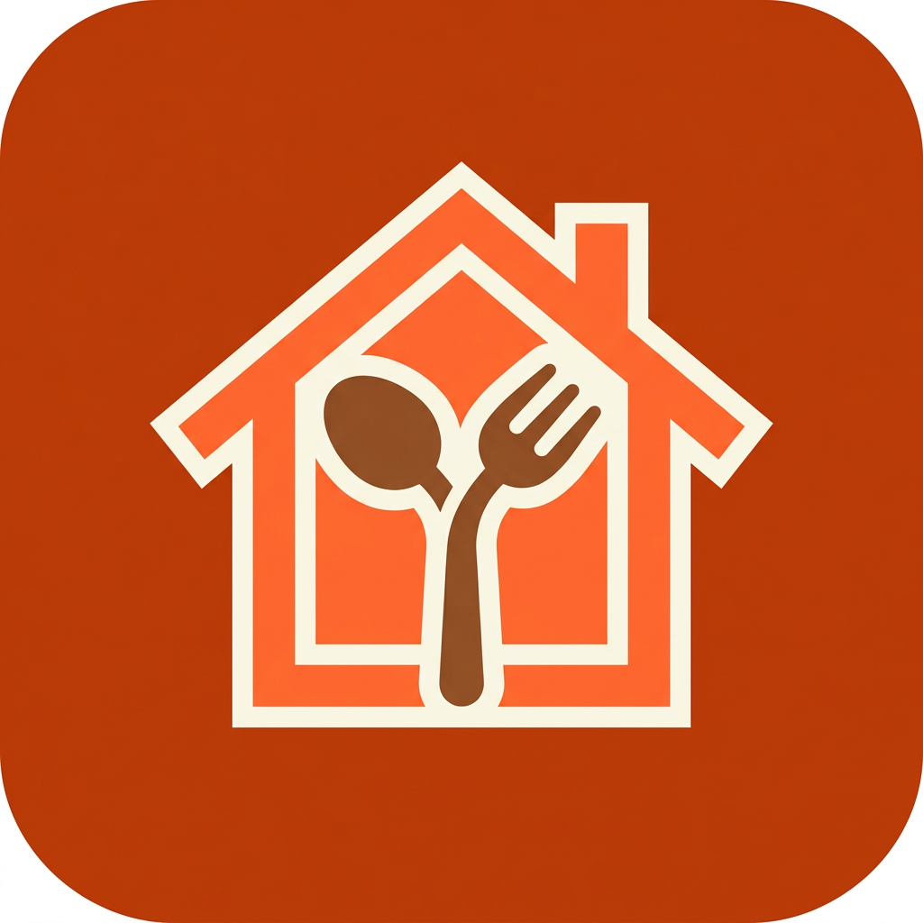 AI Design for Create a modern, professional app icon for "HomeyChef" - a home-chef delivery platform.
The icon should feature:
• A warm, minimalist design combining a house silhouette with a cooking spoon/fork
• Warm color palette: primary warm orange (#FF6B35), deep burnt orange (#E85520), cream white, and warm brown accents
• Centered composition, balanced and iconic
• 1024x1024px, suitable for iOS and Android app stores
• Clean lines, geometric but friendly
• Should work well at small sizes (app home screen icons)
• Modern, trustworthy, and inviting aesthetic
• Express "home cooking" + "care/love" in the design
Style: Flat design, minimalist, contemporary
Mood: Warm, welcoming, intimate, professional, approachable