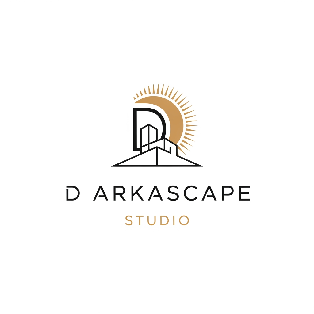 AI Design for i am an architect deepak i would like to start my architectural firm which provides architectural interior and landscape design services so the firm name was starting from D AND related to sun i shortlist name D Arkascape Studio and logo i created please create the perfect combination with Color Palette , Typography fonts