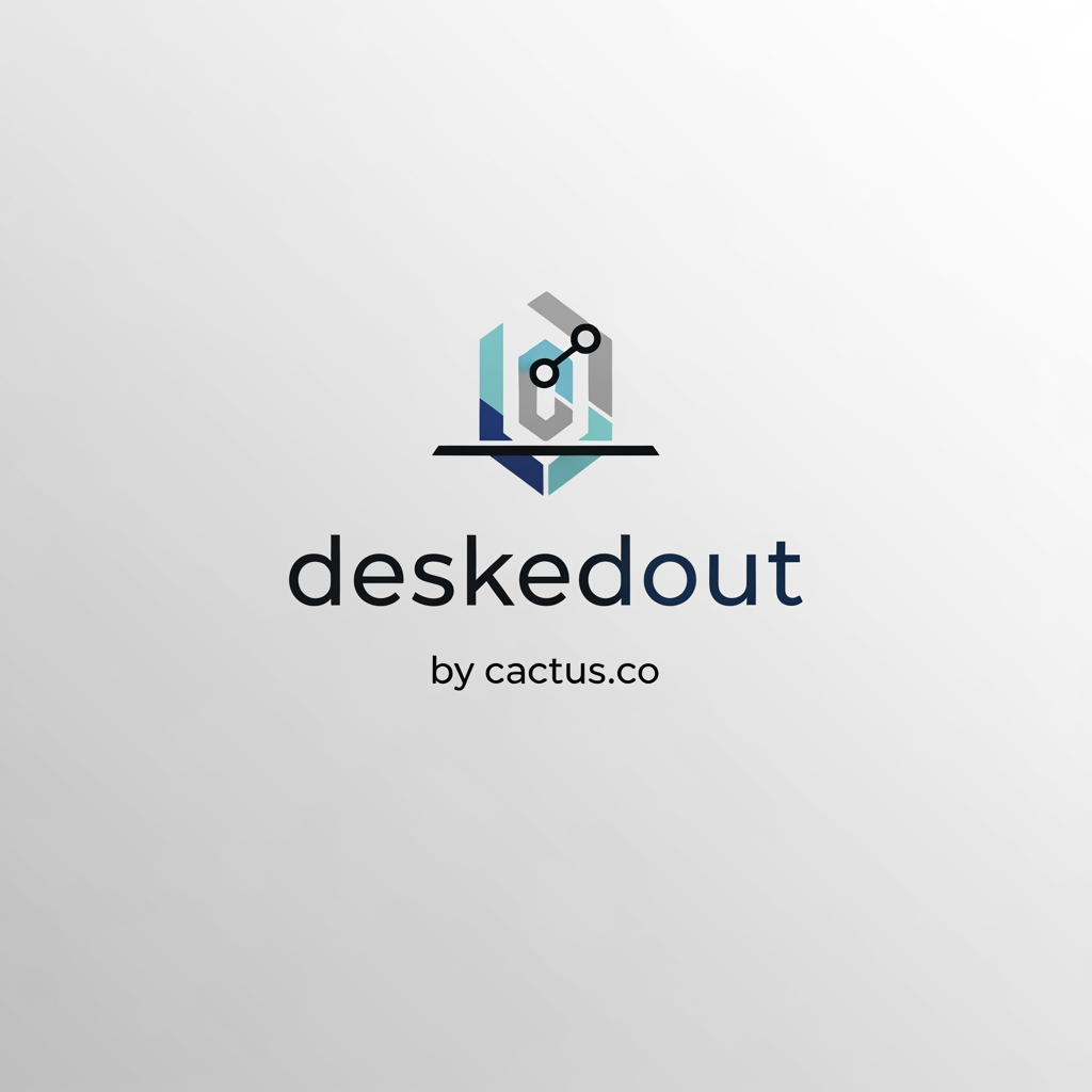 AI Design for create a professional logo for my website which is named "deskedout" , no need any texts in the logo , just write "by cactus.co" below the logo in small font.