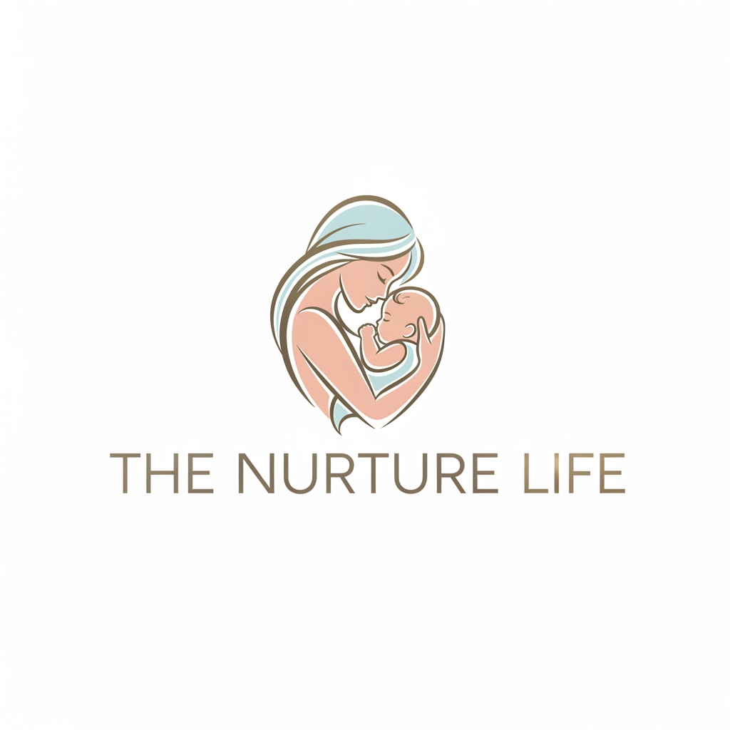 AI Design for create me a high and professional logo for my baby clothing and care brand named THE NURTURE LIFE needs to be look premium and also add baby and mother graphic in logo