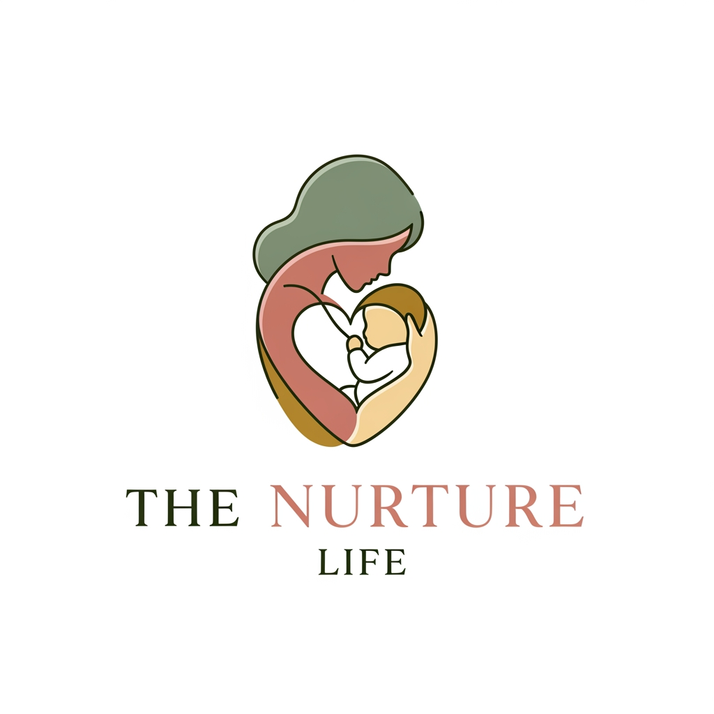 AI Design for create me a high and professional logo for my baby clothing and care brand named THE NURTURE LIFE needs to be look premium and also add baby and mother graphic in logo