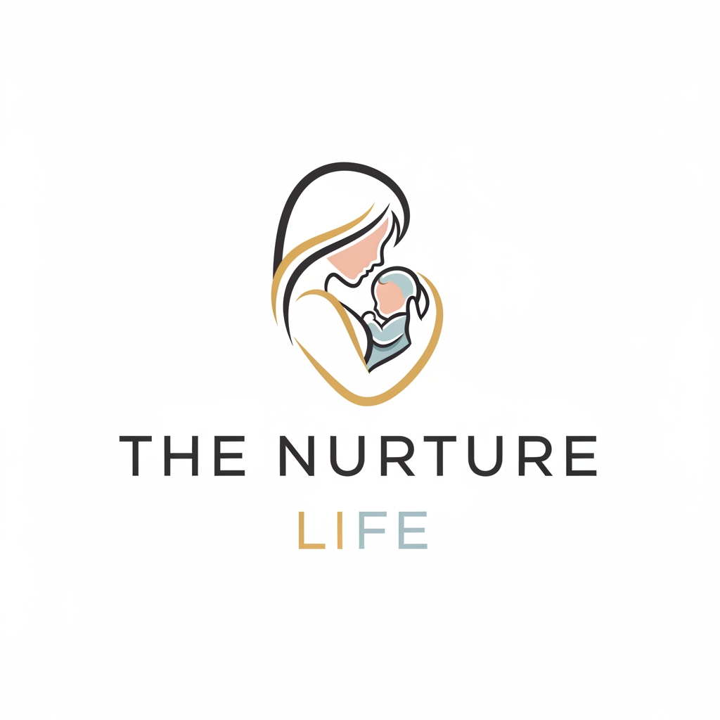 AI Design for create me a high and professional logo for my baby clothing and care brand named THE NURTURE LIFE needs to be look premium and also add baby and mother graphic in logo