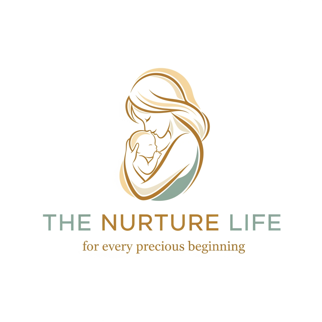 AI Design for create me a high and professional logo for my baby clothing and care brand named THE NURTURE LIFE needs to be look premium and also add baby and mother graphic in logo and add a slogan to it (for every precious beginning)