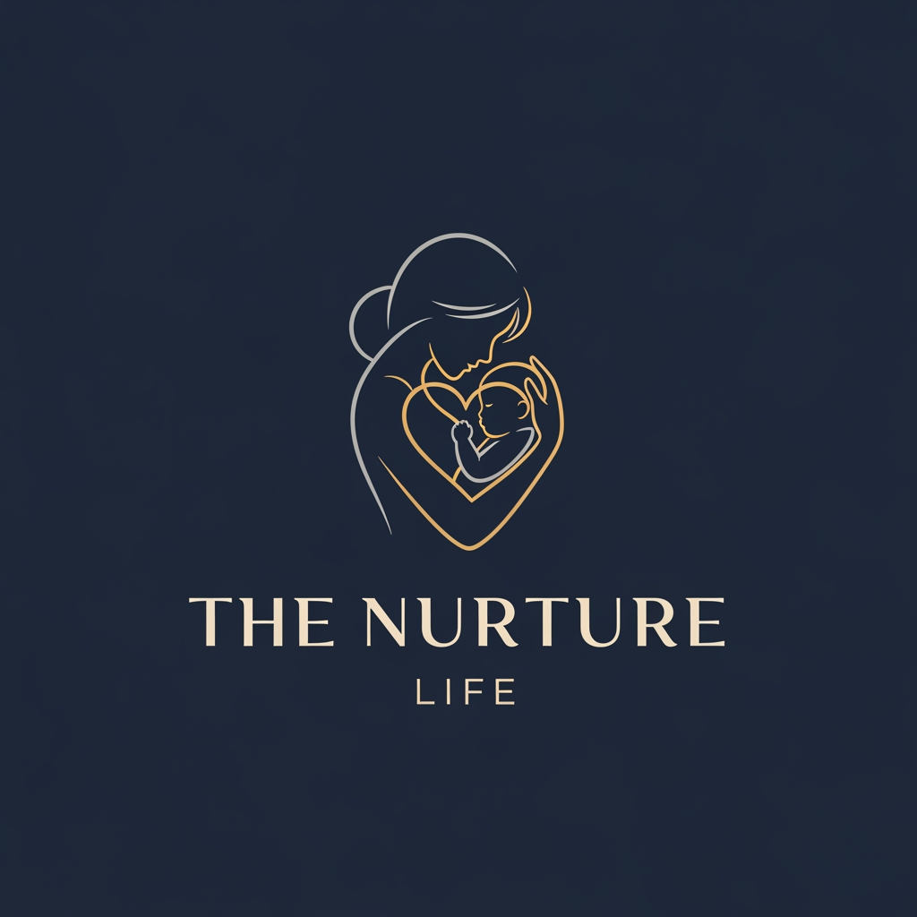 AI Design for create me a high and professional logo for my baby clothing and care brand named THE NURTURE LIFE needs to be look premium and also add baby and mother graphic in logo