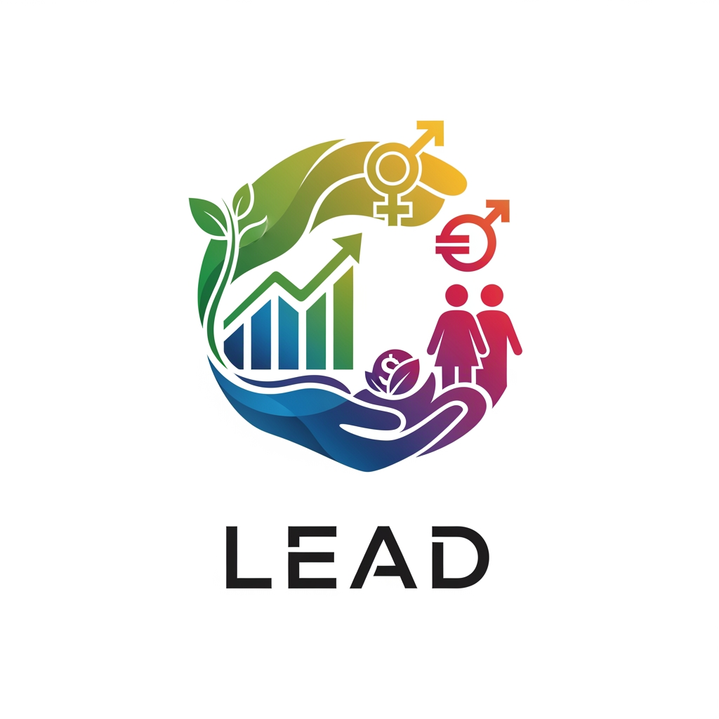 AI Design for LEAD should be in the middle or center the background should be consist of the economic symbol of growth, prosperity, gender equality, sustainable aspects . so overall the logo should majorly deals with the development the logo should be more atrractive and meaningfull