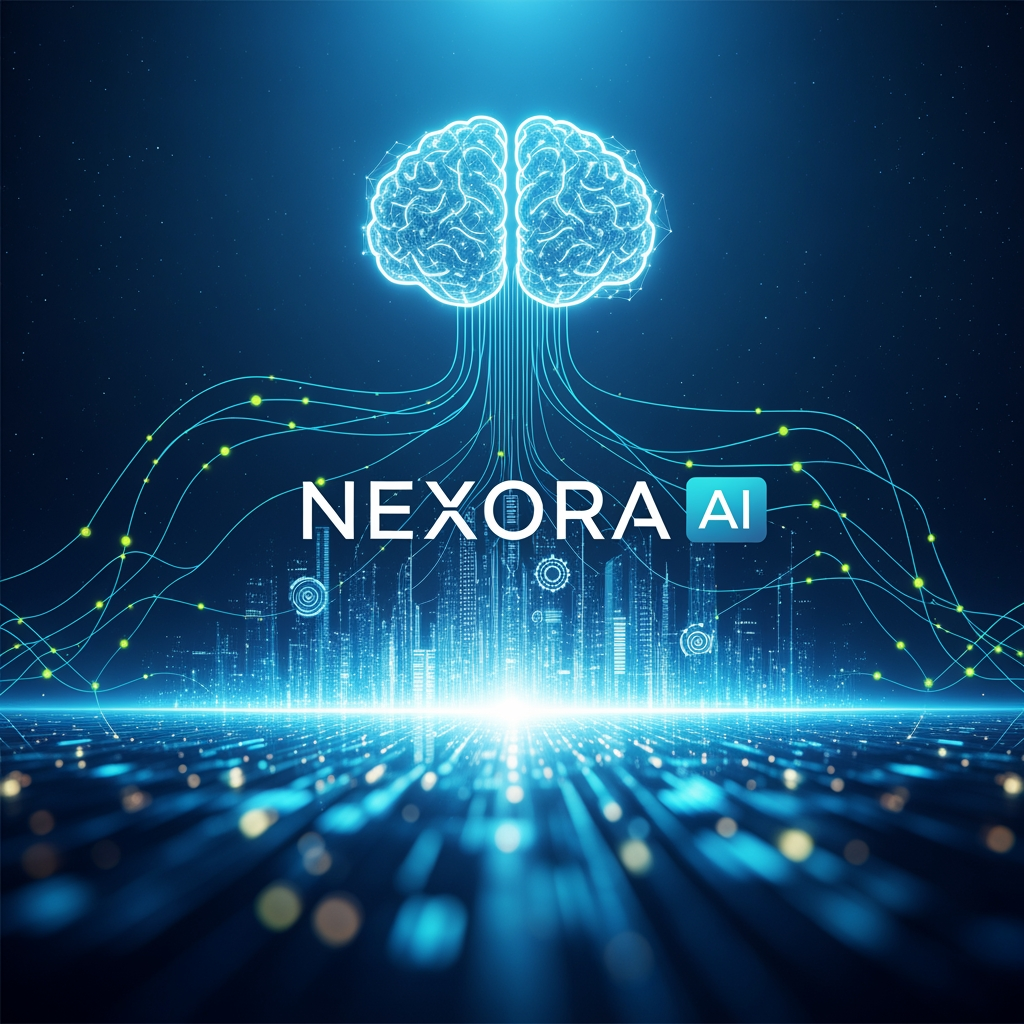 AI Design for i have company name " Nexora Ai" Industry: Artificial Intelligence & Technology
Brand Overview:
Nexora AI is a cutting-edge technology company that develops AI-powered software for businesses. Its solutions automate workflows, improve productivity, and enable smarter decision-making.
Target Audience:
Startups
Enterprises
Tech companies
Business owners
Brand Personality:
Innovative
Intelligent
Modern
Reliable
Futuristic