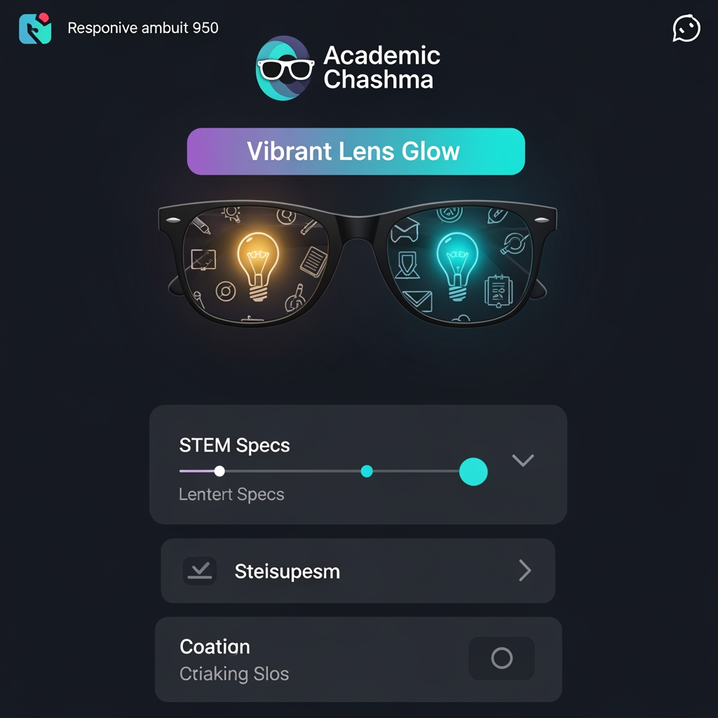 AI Design for 🎨 Visual Identity & Aesthetic Pairings
The "Vibrant Lens Glow" Theme: Set against a deep, eye-safe slate canvas (slate-950), the application features responsive top-ambient gradients that dynamically shift as you wear different glasses.
Academic Chashma Logo: Used the generate_image tool to create a sleek, modern vector logo of geeky glasses reflecting bright lightbulbs and study icons (placed directly in the header).
Typography pairing: Paired the high-contrast display font Space Grotesk for headings with Inter for readable content and JetBrains Mono for status metrics.
👓 Core Features & Interactive Capabilities
Four Dynamic Lenses: Wear different spectacle lenses to focus on specialized fields:
⚡ STEM Specs (Electric Turquoise theme): Science, future AI, space, and code.
🎨 Creative Maverick (Hot Pink theme): Design, gaming, and story-tech.
🌱 Impact Pioneer (Emerald Lime theme): Sustainability, ecology, and wellness.
🔮 Maverick Monocle (Sunburst Amber theme): Indie hacking, creators, and hybrid roles.
Dynamic Career vision Analyzer: A full-stack pipeline powered by the server-side Gemini 3.5 Flash model. Students enter their study level, major, and passions, then trigger an AI vision scan to find tailored, funky career titles (e.g., VR Space Architect, Eco-Coder).
Bento-Grid Path cards: Displays discovered career paths with detailed "Chashma Vision" briefs, surprise "Cool Factors," salary/autonomy badges, and interactive task checklists.
Persistent Opportunity Drawer: An integrated local database using browser state and localStorage so students can save their favorite pathways and monitor their exploration progress.
Copyable Logo Prompts Companion: A dedicated tab containing highly customized generative text prompts (Vibrant Neon Retro, Minimalist Glass, 3D Claymorphic, Cyberpunk HUD) ready to be copied into image generators to create alternative logo assets.