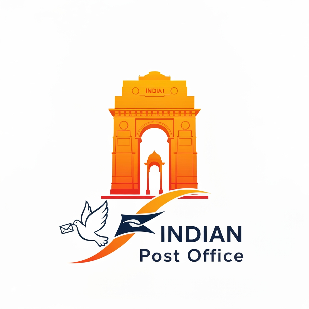 AI Design for To create a new logo for Indian post office including india gate