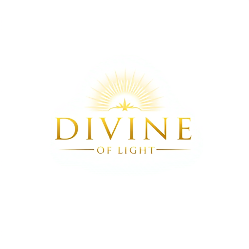 AI Design for "Design a spiritual and elegant logo for a devotional identity mark named 'DIVINE OF LIGHT'. The logo should convey a sense of peace, divinity, and enlightenment. Incorporate glowing or radiant elements such as beams of light, halos, or an ethereal aura to symbolize the 'light' aspect. Use soft, harmonious colors like gold, white, and pastel tones to evoke sacredness and purity. The typography for 'DIVINE OF LIGHT' should be refined, graceful, and easy to read—preferably in a serif or script style. The overall design should feel balanced, timeless, and inspiring, with a subtle touch of spirituality. The logo must look appealing on both digital and print mediums."