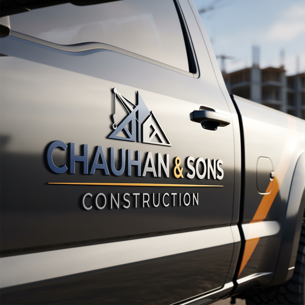 AI Design for design the cusntraction cmopany name is chauhan son,s