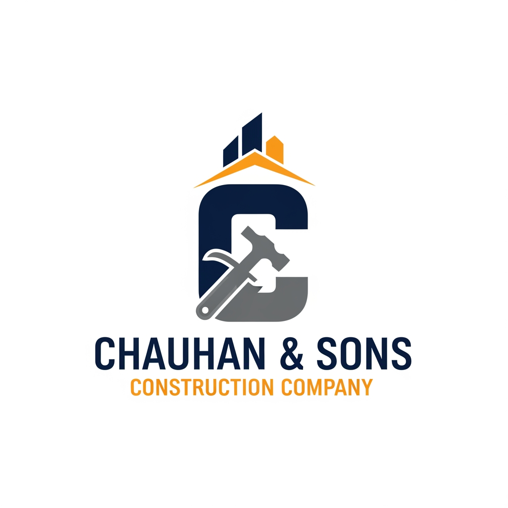 AI Design for design the cusntraction cmopany name is chauhan son,s logo and visiting card logo