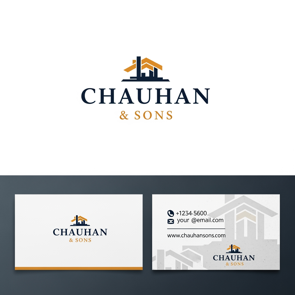 AI Design for design the cusntraction cmopany name is chauhan son,s logo and visiting card logo