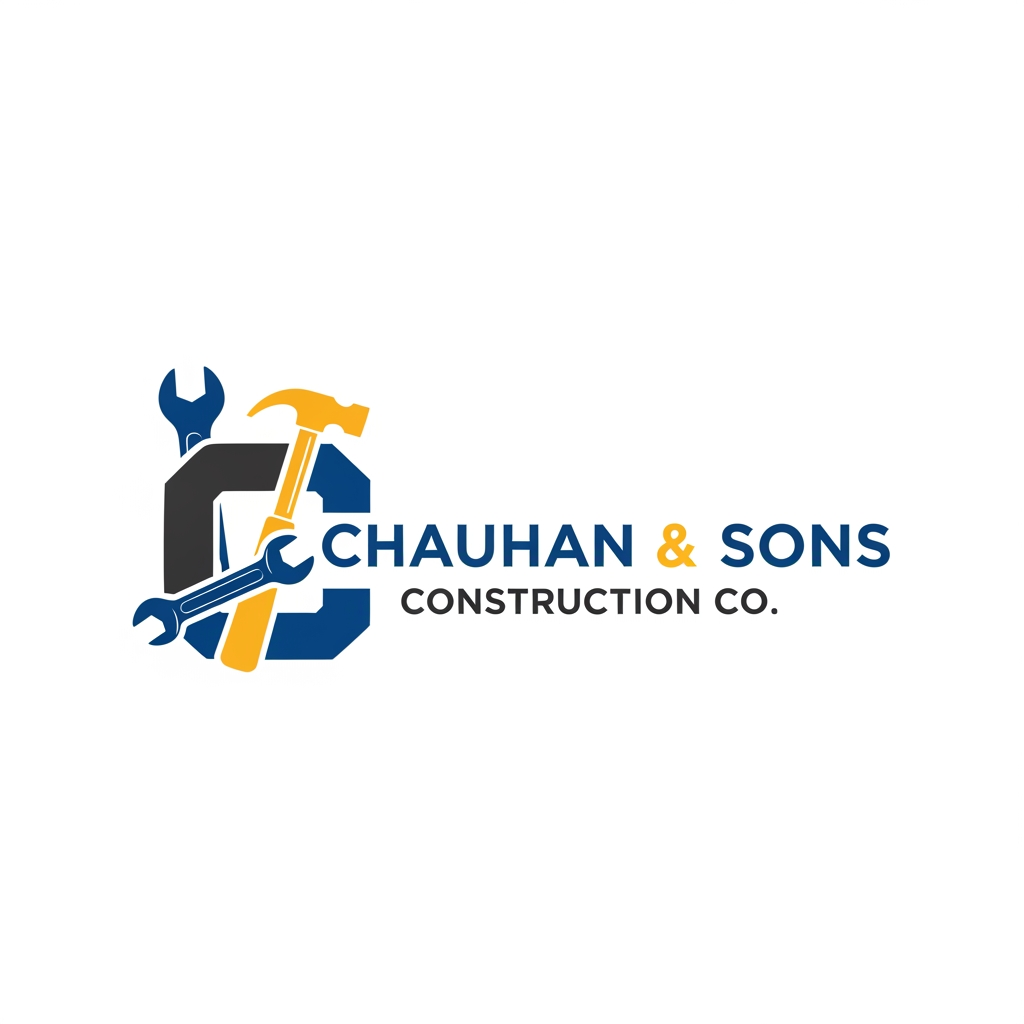 AI Design for design the cusntraction cmopany name is chauhan son,s logo and visiting card logo