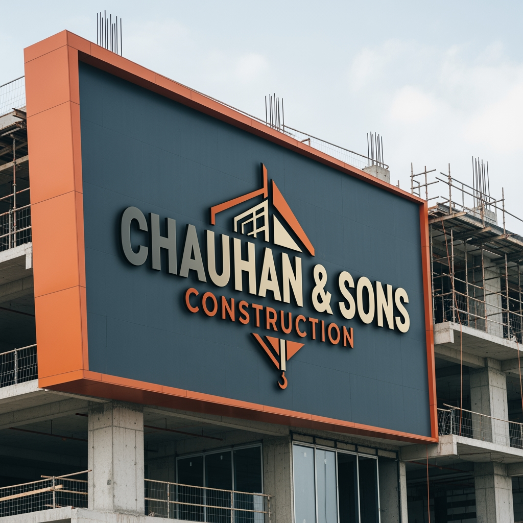 AI Design for design the cusntraction cmopany name is chauhan son,s