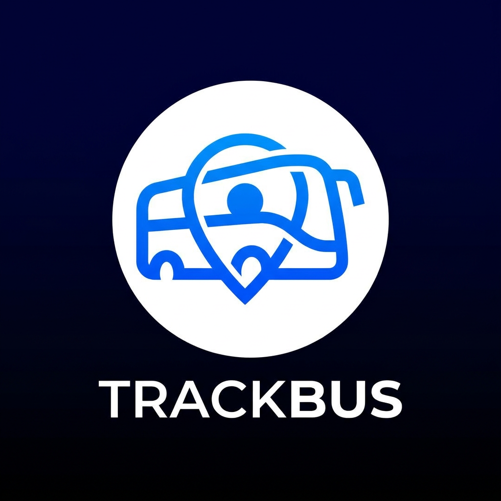 AI Design for A modern, minimalist logo design for a bus tracking app, featuring a sleek stylized bus icon combined with a subtle location pin element. The aesthetic is clean and professional, utilizing a vibrant blue and white color palette with smooth vector lines, flat design, and a high-contrast aesthetic suitable for a mobile app icon.