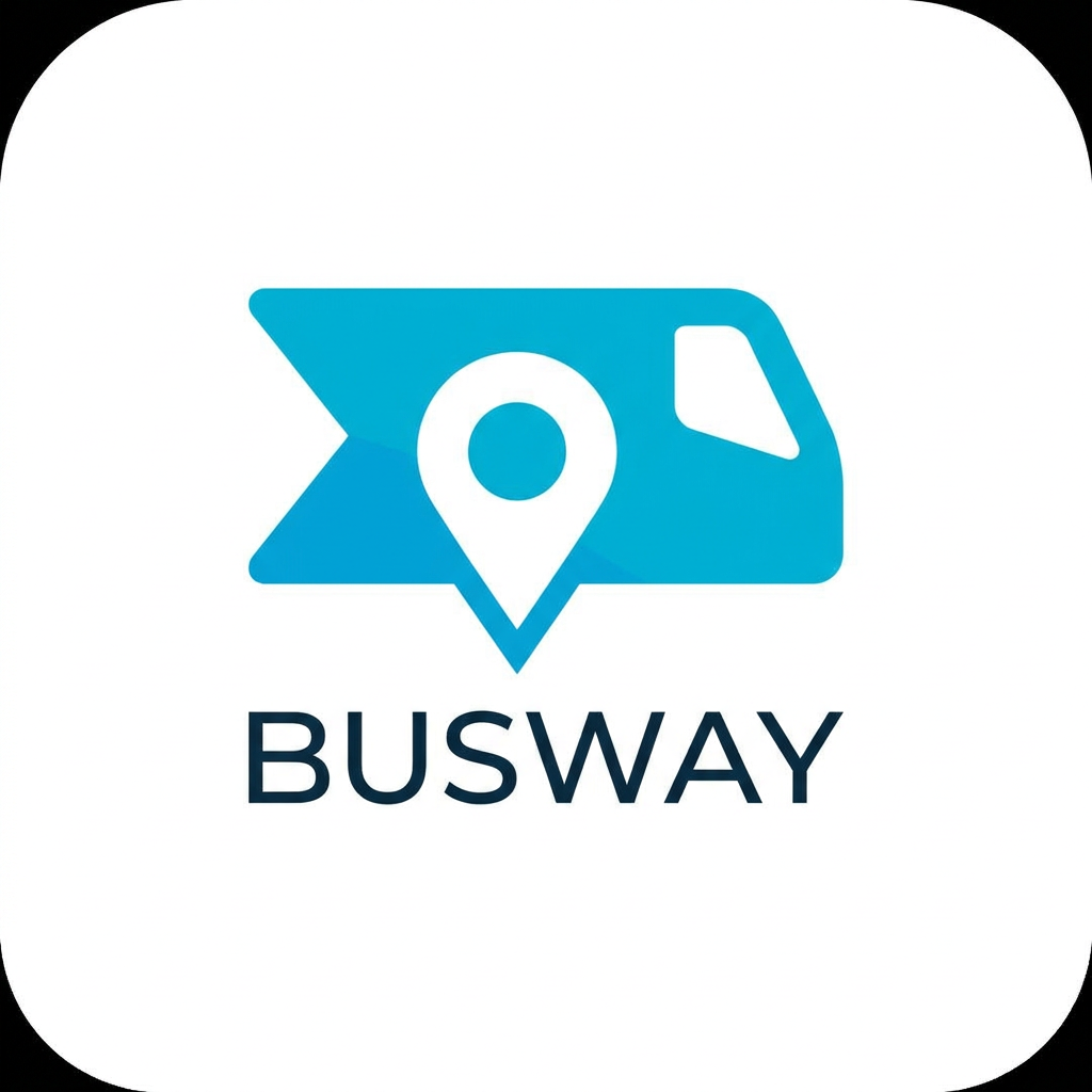 AI Design for A modern, minimalist logo design for a bus tracking app, featuring a sleek stylized bus icon combined with a subtle location pin element. The aesthetic is clean and professional, utilizing a vibrant blue and white color palette with smooth vector lines, flat design, and a high-contrast aesthetic suitable for a mobile app icon.